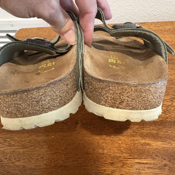 Birkenstock Arizona Sandals Women 8-8.5 EU 39 Green Suede Leather Made Germany - Picture 6 of 11